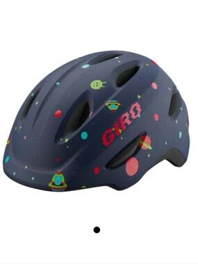 Giro Kids Space-Themed Helmet in Navy with Red, Pink, Green, Blue Accents